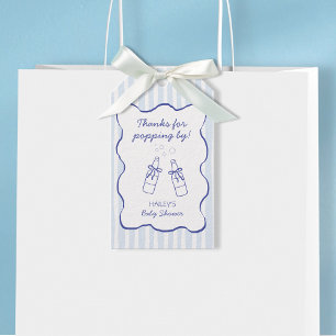 Thanks for Popping By Blue Soda Bottle Baby Shower Gift Tags