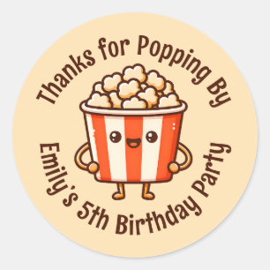 Thanks for Popping By Custom Popcorn Party Favour Classic Round Sticker