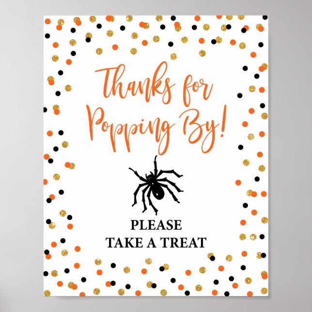Thanks for Popping By Halloween Party Popcorn Sign (Front)