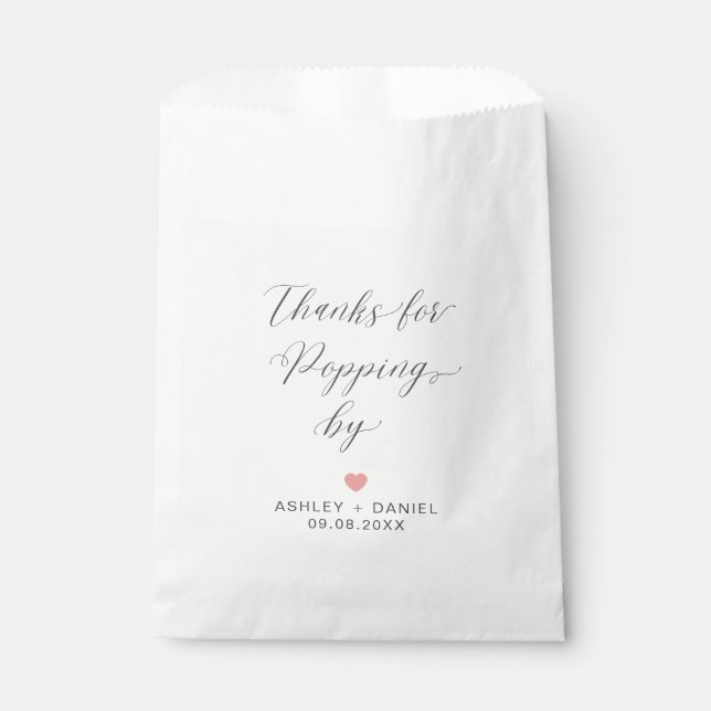 Thanks for Popping By Modern Wedding Treat Sacks, Favour Bags (Front)