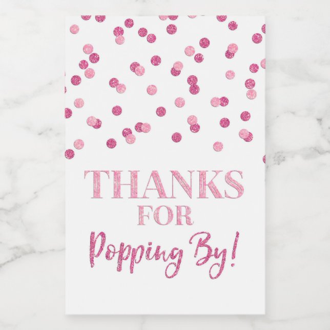 Thanks for Popping by Pink Confetti Food Label (Single Label)