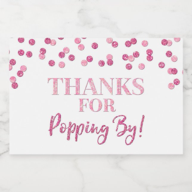 Thanks for Popping by Pink Confetti Food Label (Single Label)