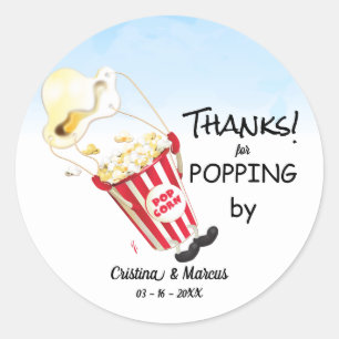Thanks for Popping By Popcorn Event Classic Round Sticker