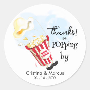 Thanks for Popping By Popcorn Event Classic Round Sticker