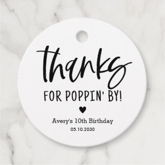 Thanks For Popping By Popcorn Party Favour Tags