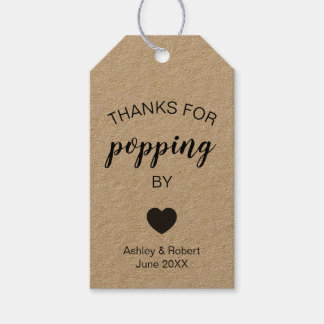 Thanks for Popping By Popcorn Wedding Favour Gift Tags