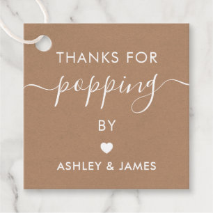 Thanks for Popping By Tags, Wedding Kraft Favour Tags