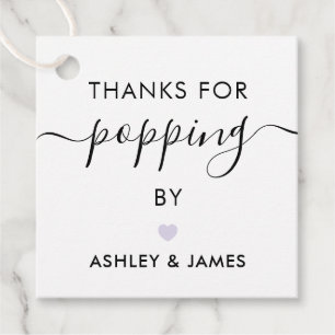 Thanks for Popping By Tags, Wedding Tag, Lavender Favour Tags