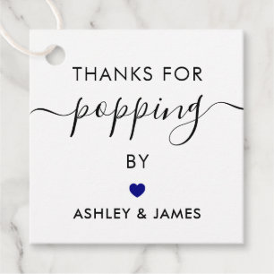 Thanks for Popping By Tags, Wedding Tag, Navy Blue Favour Tags