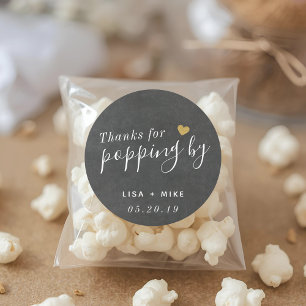 Thanks for Popping by Wedding Favour Chalkboard Classic Round Sticker