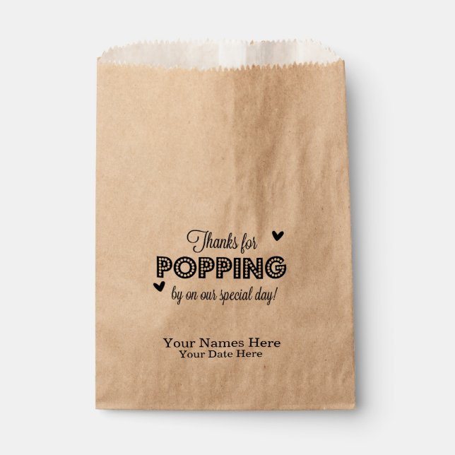 Thanks for Popping, Sweet Thank Yo, Wedding Favour Favour Bags (Front)