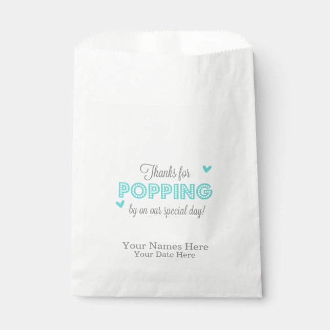 Thanks for Popping, Sweet Thank Yo, Wedding Favour Favour Bags (Front)