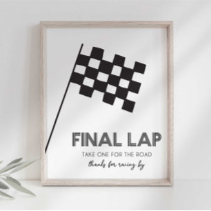 Thanks for Racing By Race Car Party Sign