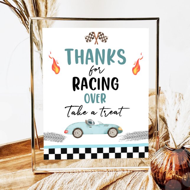 Thanks for Racing Over Race Car Two Fast Birthday  Poster (Creator Uploaded)