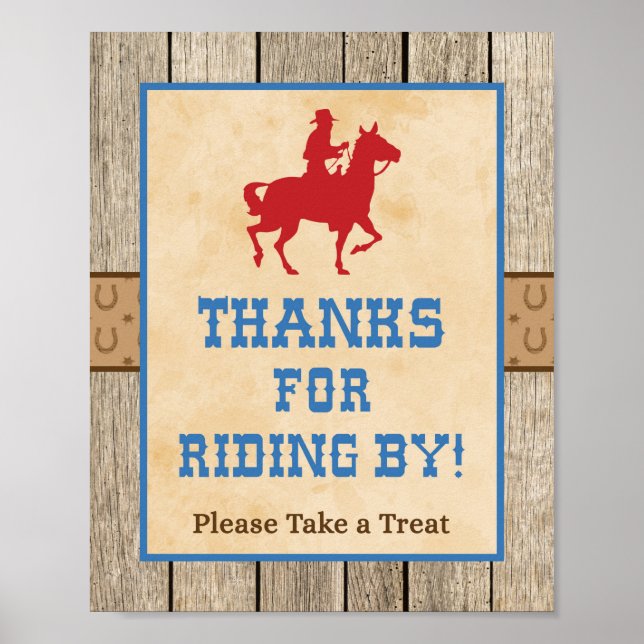 Thanks for Riding By Cowboy Western Sign (Front)