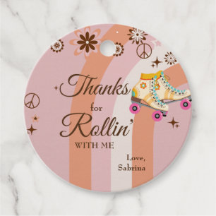Thanks for Rollin' With Me Roller Skate Birthday Favour Tags