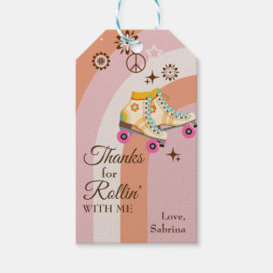 Thanks for Rollin' With Me Roller Skate Birthday Gift Tags