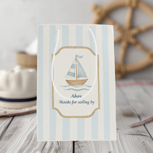 Thanks for Sailing By Pastel Blue Sailboat Medium Gift Bag