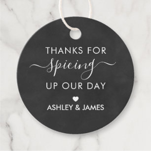 Thanks for Spicing Up Our Day Wedding Chalkboard Favour Tags