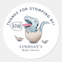 Thanks for Stomping By Dinosaur Baby Shower Blue