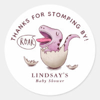 Thanks for Stomping By Dinosaur Baby Shower Pink