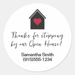 Thanks for Stopping By Open House Real Estate Classic Round Sticker