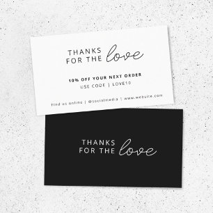 Thanks for the Love Monochrome Businesss Order Discount Card