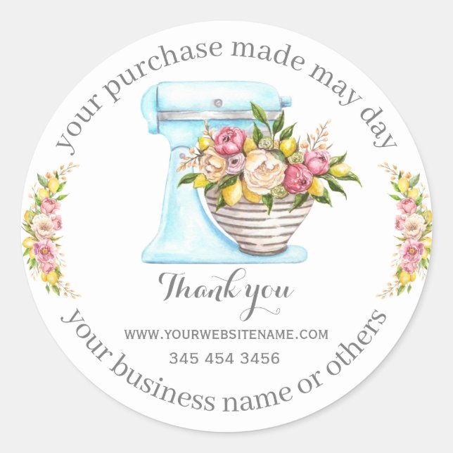 Thanks for the purchase, small bakery business.  classic round sticker (Front)