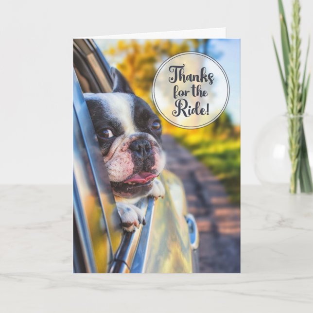 Thanks for the Ride Cute Dog in a Car Window Card (Front)