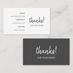 Thanks for your Order   Dark Grey Business Card