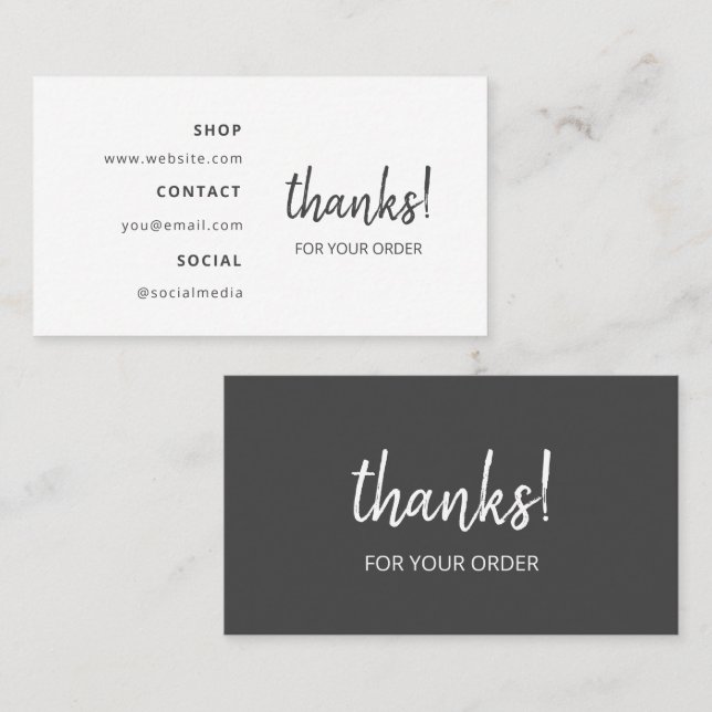Thanks for your Order | Dark Grey Business Card (Front/Back)