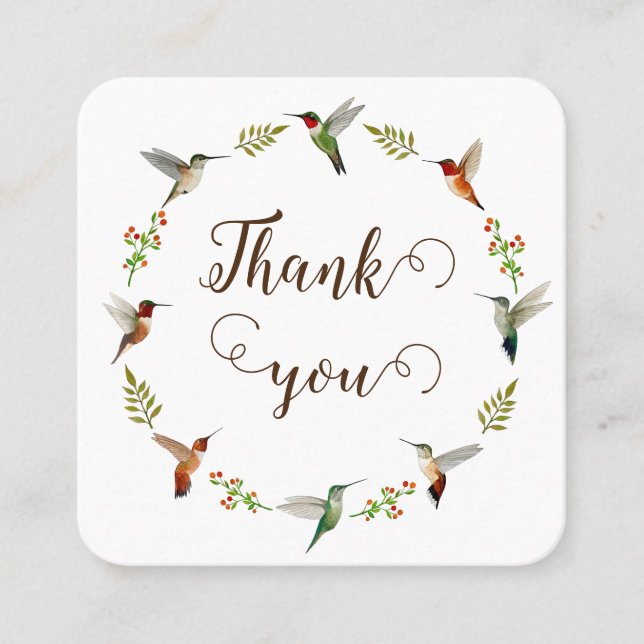Thanks for your order Hummingbird Wreath Square Business Card (Front)