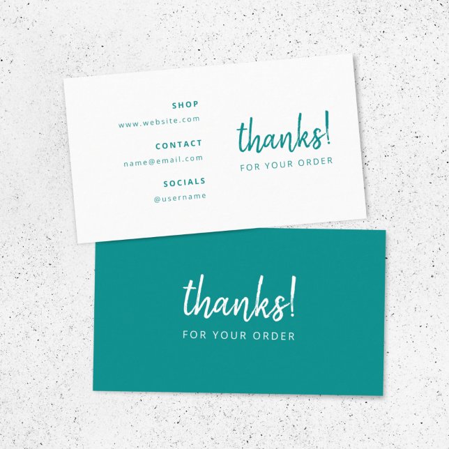 Thanks for your Order | Teal Business Insert Card (Creator Uploaded)