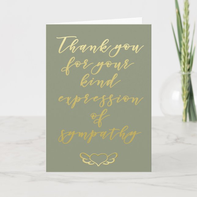 Thanks for your sympathy Gold script Greeting Card (Front)