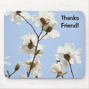 Thanks Friend! mousepad Magnolia Flowers Blue Sky