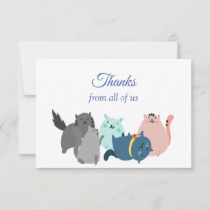 Thanks From All of Us Fun Cats Cartoon Animals Thank You Card