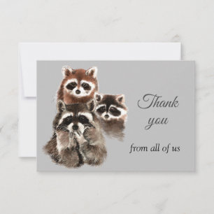 Thanks From All of Us Fun Racoon Animals Thank You Card