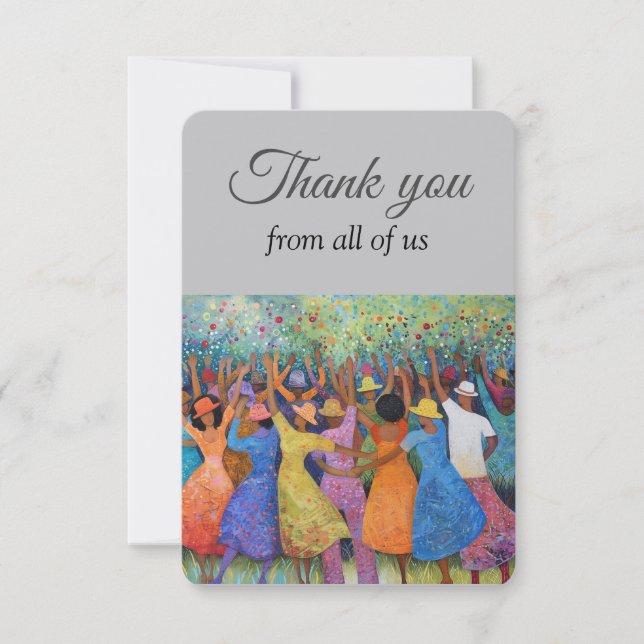 Thanks From All of Us Group Women Thank You Card (Front)