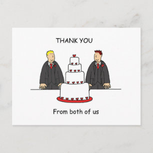 Thanks from Both of Us Two Grooms Postcard