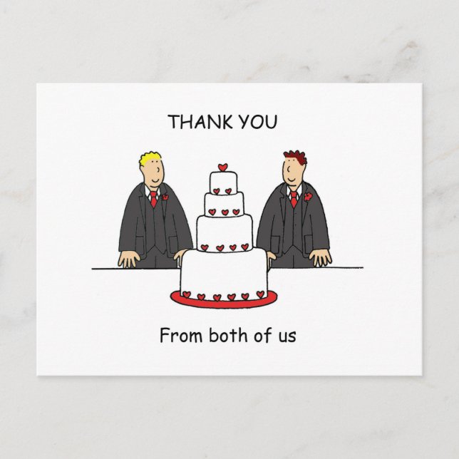 Thanks from Both of Us Two Grooms Postcard (Front)
