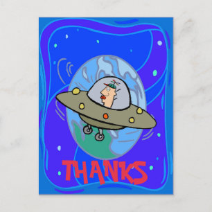 THANKS, from outta space, change text Holiday Postcard