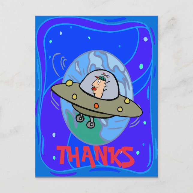 THANKS, from outta space, change text Holiday Postcard (Front)