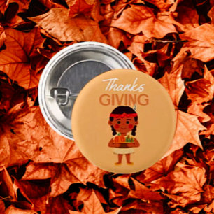 Thanks GIVING Button – Festive Turkey Thanksgiving