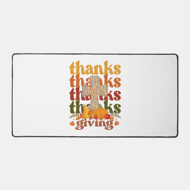 Thanks Giving Cross Pumpkin Desk Mat (Front)
