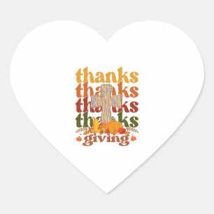 Thanks Giving Cross Pumpkin Heart Sticker
