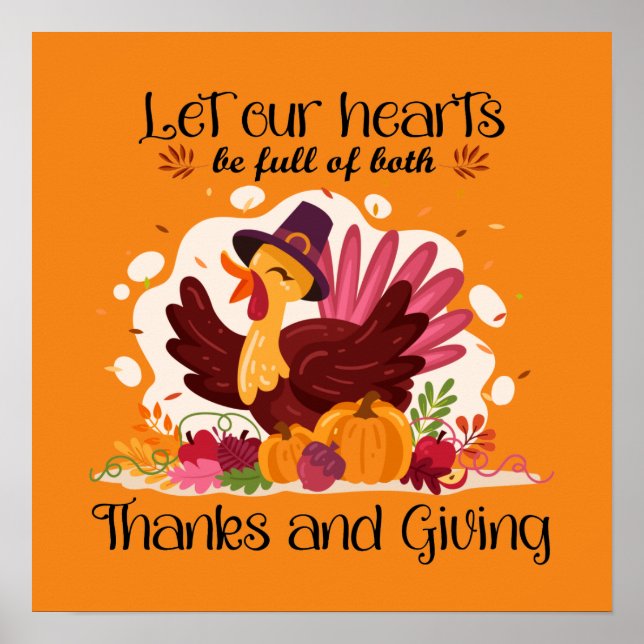 Thanks giving Thanksgiving turkey word art Poster (Front)