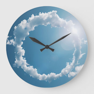 Thanks, God Clouds Photography Blue Sky  Large Clock