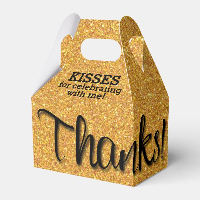 THANKS Gold Faux Glitter Favour Box (Front Side)