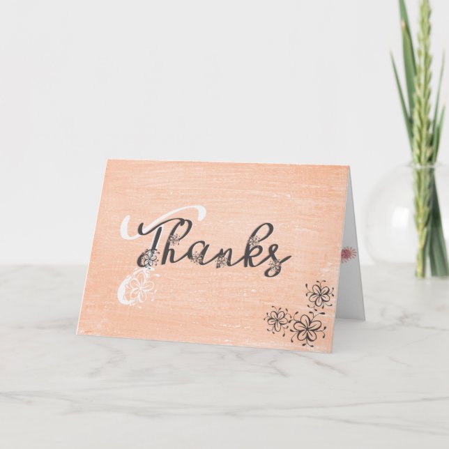thanks in fancy floral script thank you card (Front)