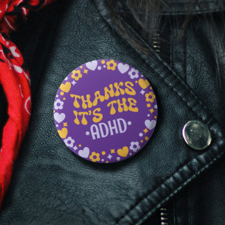 Thanks It's The ADHD Purple Groovy 70s 3 Cm Round Badge